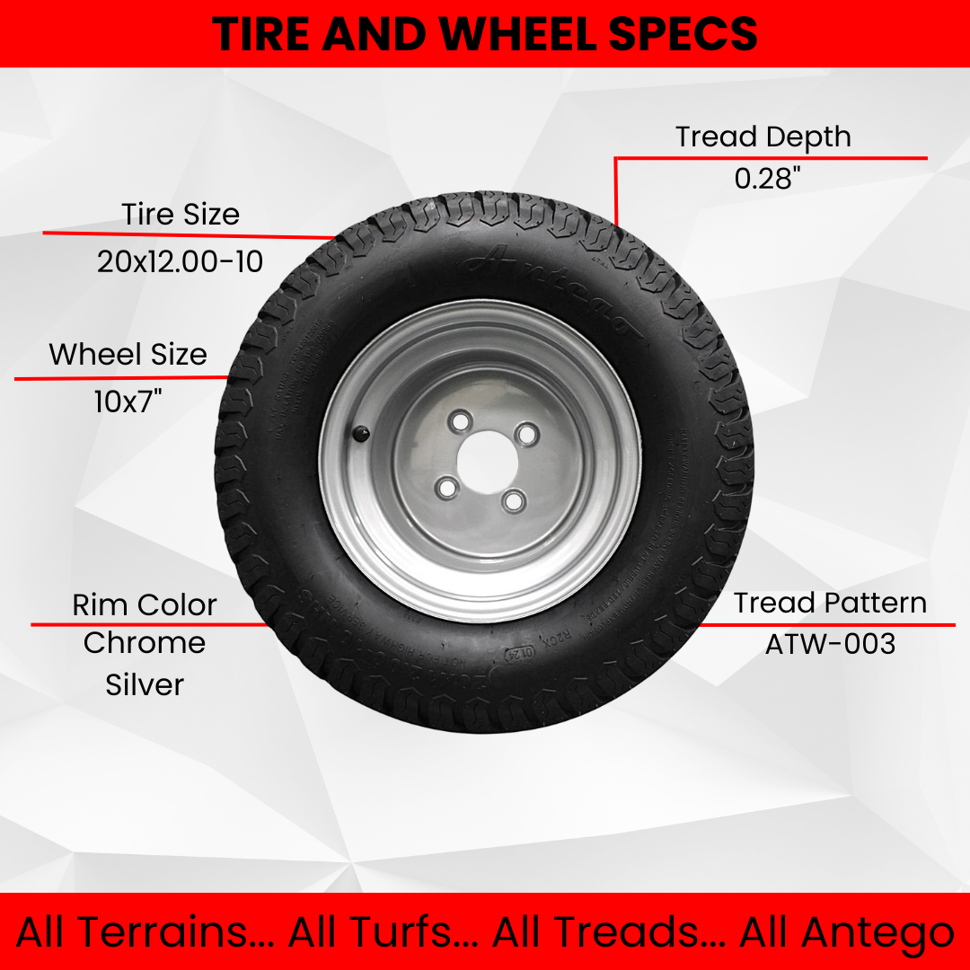 20x12.00-10 Hustler Chrome-Silver Tire & Wheel Assembly, Single product image