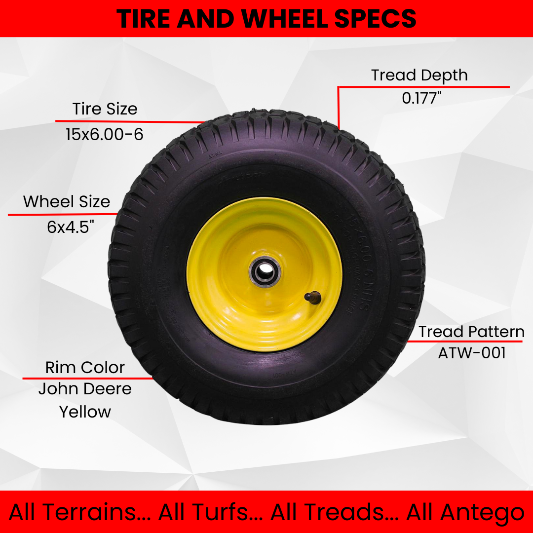 15x6.00-6 Tires & Wheels 4 Ply for Lawn & Garden Mower Turf Tires .75" Bearing, Single product image