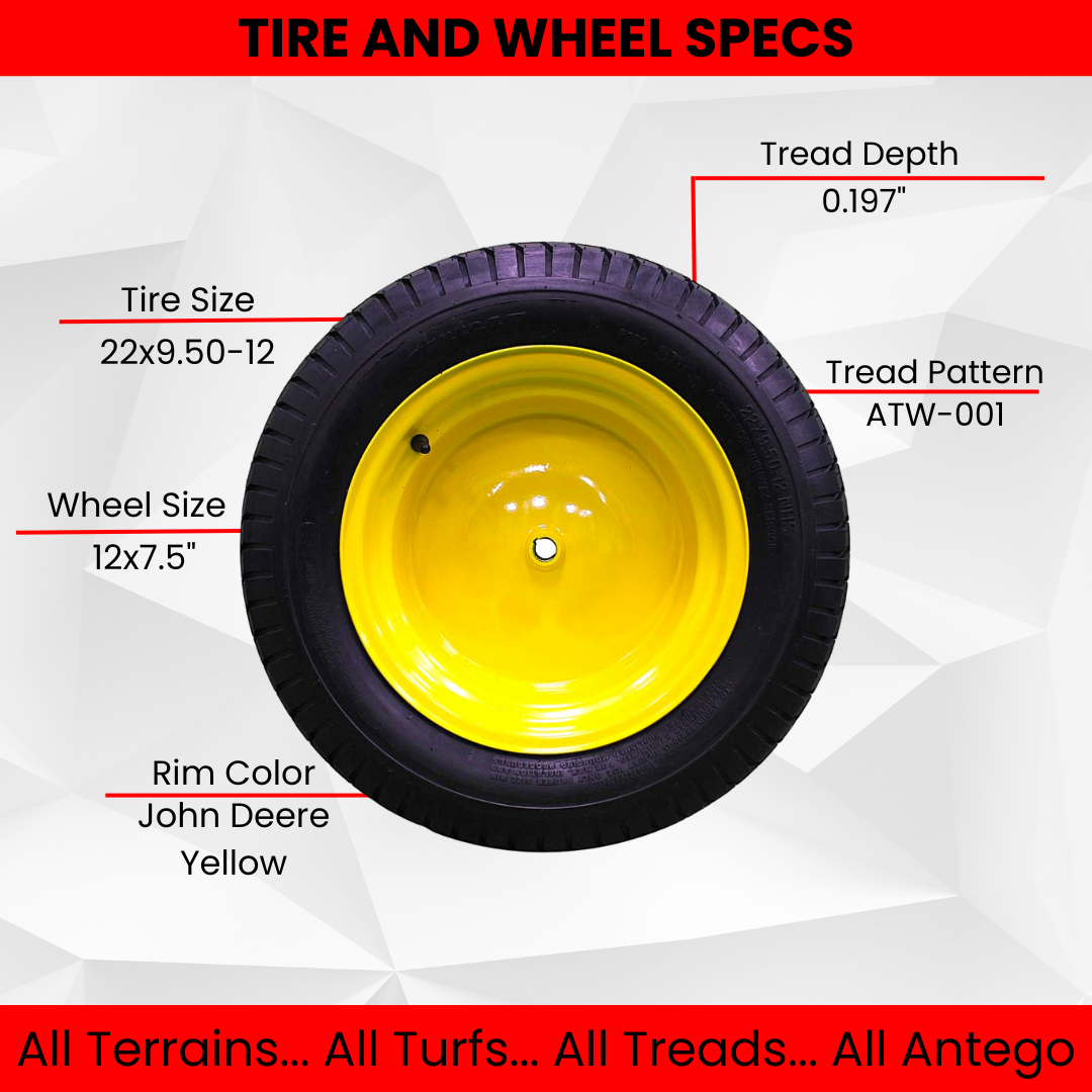 22x9.50-12 John Deere-Style Turf Tire & Wheel Assembly, 4-Ply, Single product image