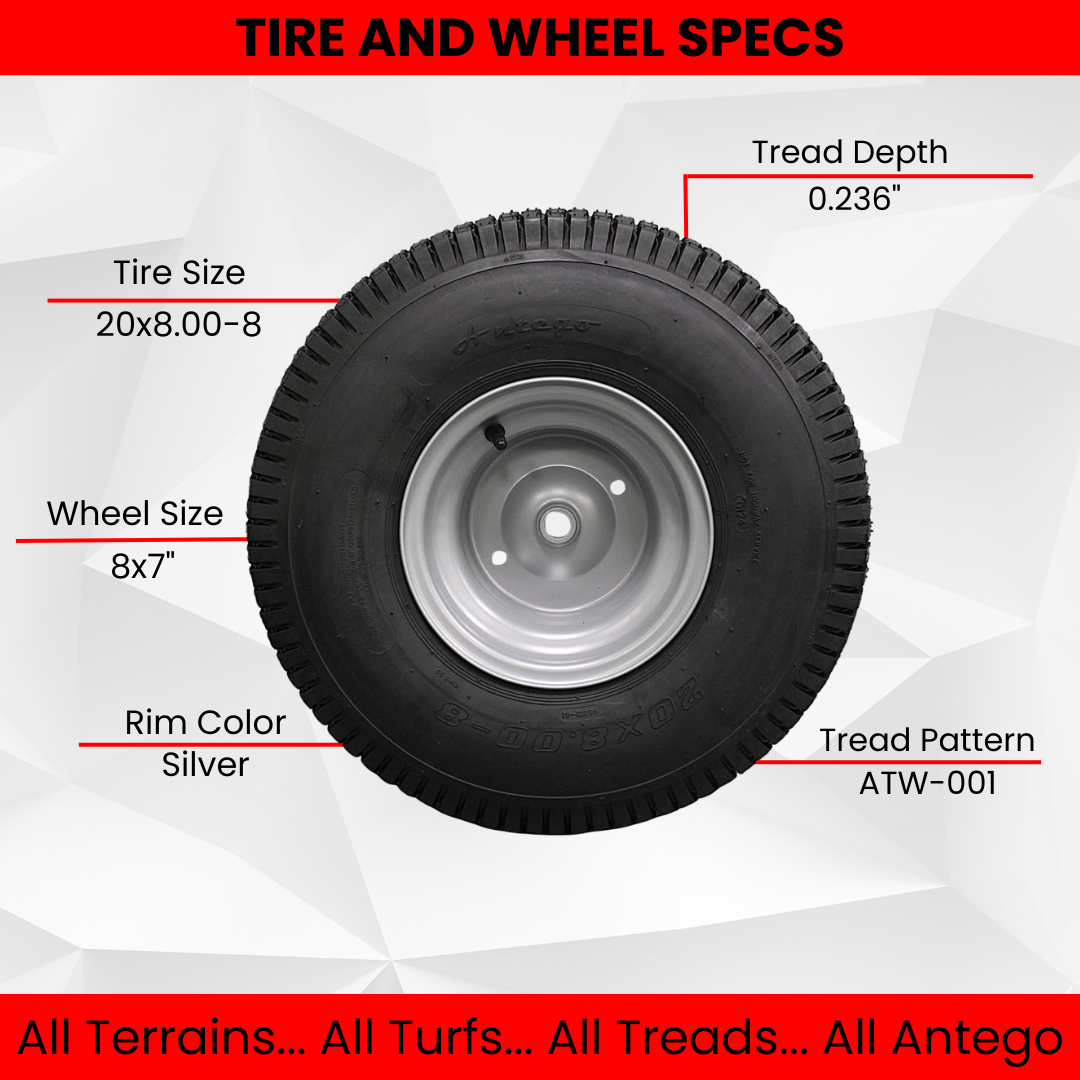 20x8.00-8 Tires with 8x7 Wheels 4 Ply for Lawn & Garden Mower Turf Tires (Qty: 1 Assembly) Husqvarna and Craftsman product image