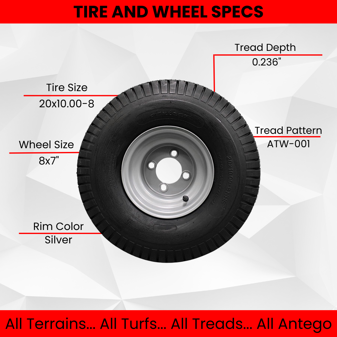 2-Pack (ATW-001) 20x10.00-8 Tires & Wheels 4 Ply for Lawn & Garden Mower (Compatible with Husqvarna) product image