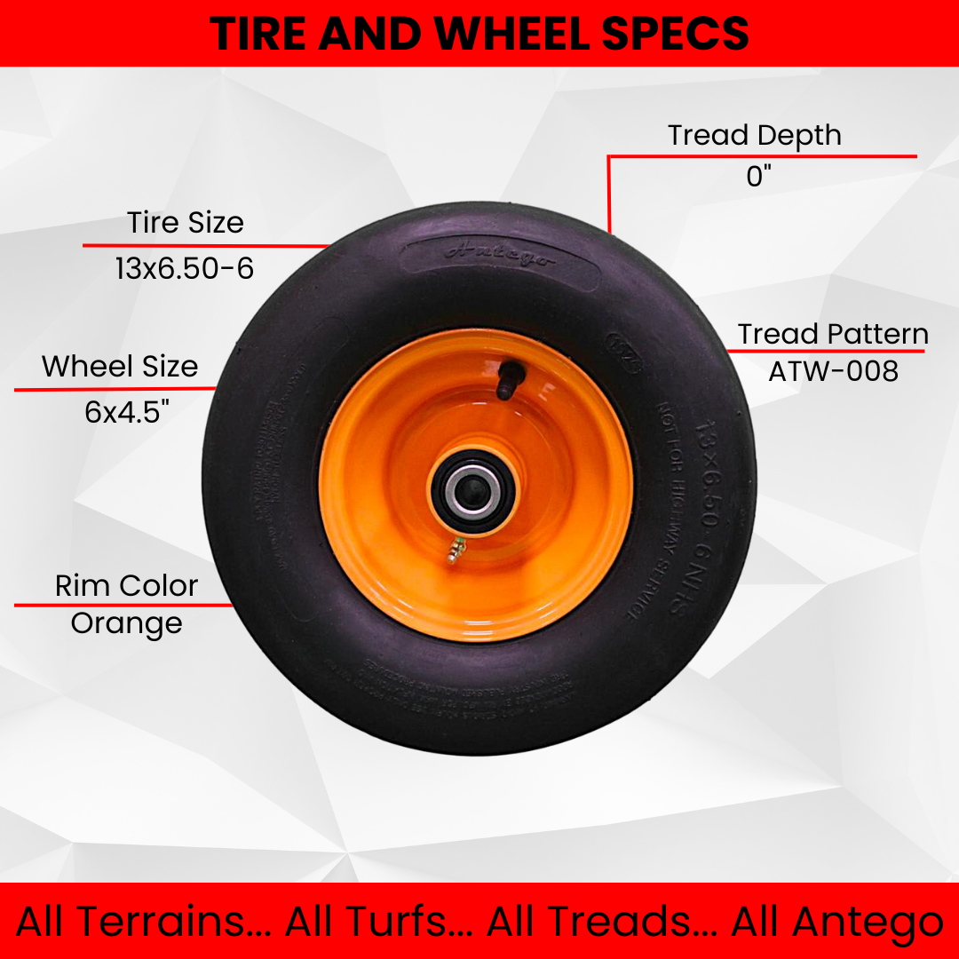 13x6.50-6 4 Ply Smooth with 6x4.5 Cats Eye Gold Wheel Assembly for Scag, 2-Pack product image