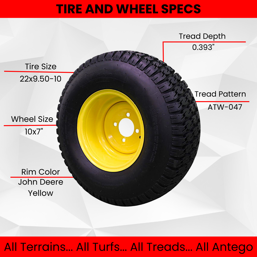 22x9.50-10 Turf Tire and 10x7 Wheel Assembly for Lawn & Garden Mower, Single product image