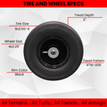 9x3.50-4 Flat Free Tire and Wheel Assemblies - Fits GRAVELY 45205, 3.25" Hub, 3/4" Caged Roller Bearings, 2-Pack product image