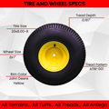 20x8.00-8 4 Ply Tires with 8x7 John Deere Yellow Wheels for Lawn & Garden Mower Turf Tires, Single product image