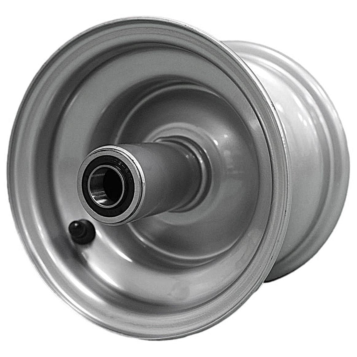 6x4.5 Chrome-Silver Mower Wheel, 7.13-Inch Hub, Single