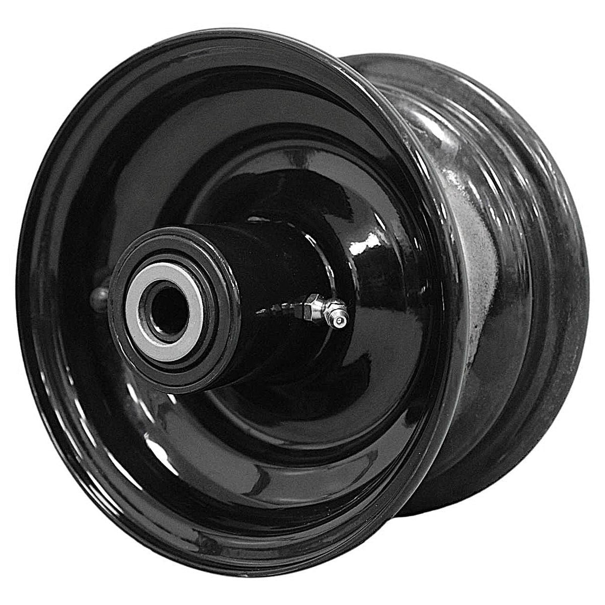 6x3.25 Glossy Black Hubbed Mower Wheel, 13x5.00-6 Tire Fit, Single product image