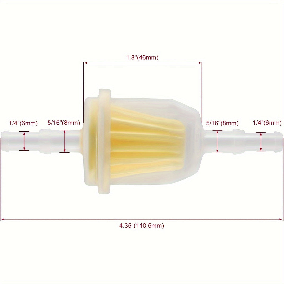 HIPA 10-Pack 6MM x 8MM 1/4" 5/16" 25 050 22-S Inline Fuel Gas Filter for Lawn Mower Small Engine — HIPA fuel filter product image 2