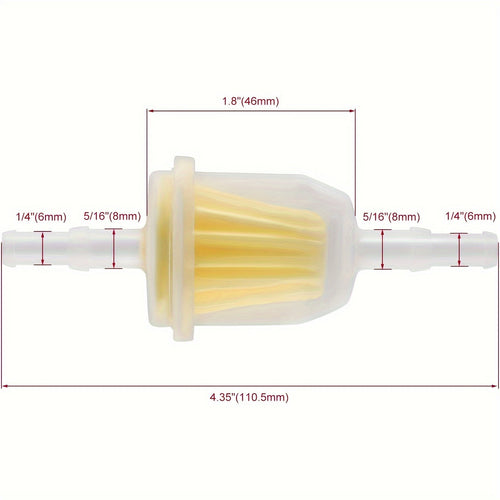 HIPA 10-Pack 6MM x 8MM 1/4" 5/16" 25 050 22-S Inline Fuel Gas Filter for Lawn Mower Small Engine — HIPA fuel filter product image 2