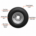 18x8.50-8 tires with 8x7 chrome silver wheels, 4-pack — ATW-003 specifications
