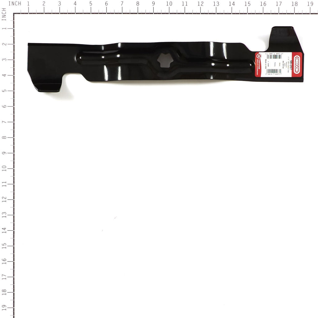 Oregon 98-097 high-lift blade for Cub Cadet, MTD and Toro, profile view